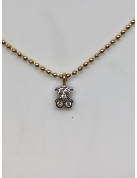 Colgante Tous en forma de osito en oro blanco y brillantes con cadena de oro