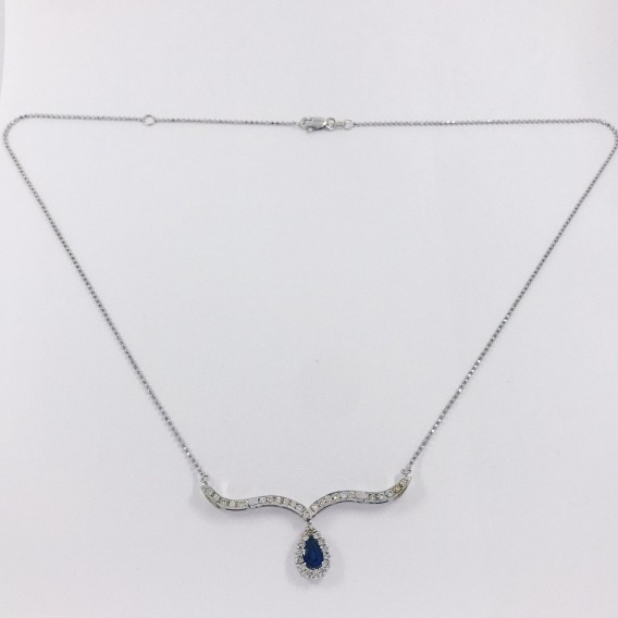 Gargantilla doble en oro blanco 18kt con brillantes