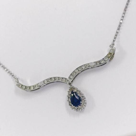 Gargantilla doble en oro blanco 18kt con brillantes