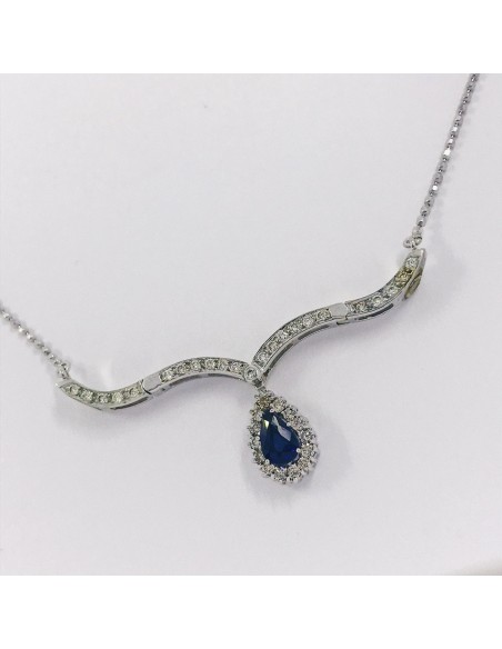 Gargantilla doble en oro blanco 18kt con brillantes