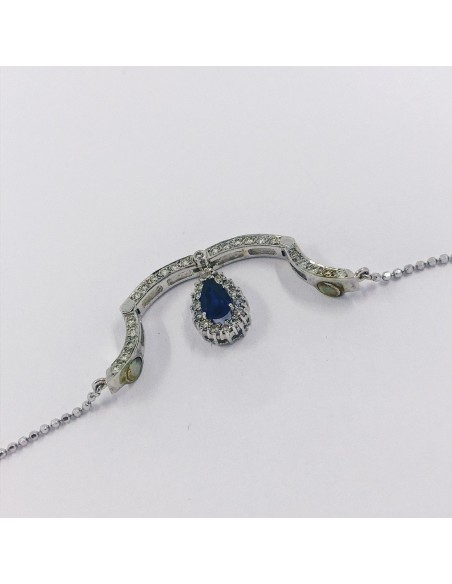 Gargantilla doble en oro blanco 18kt con brillantes