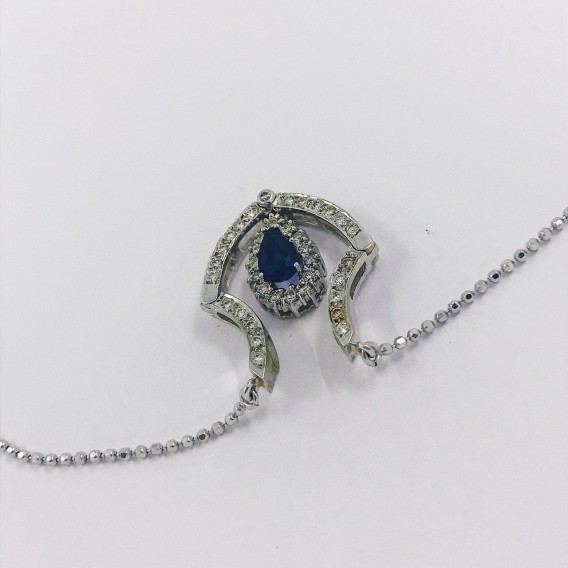 Gargantilla doble en oro blanco 18kt con brillantes