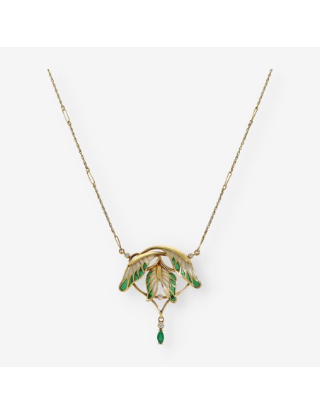 Collar en oro con brillantes y piedras preciosas.