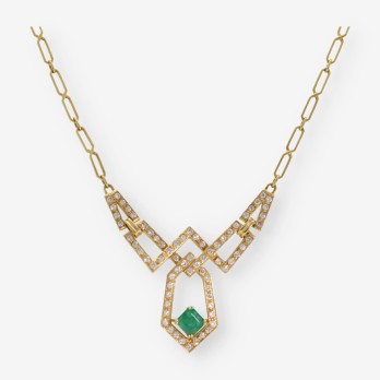 Gargantilla en oro 18kt con brillantes y esmeralda 2