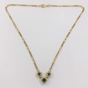 Gargantilla en oro 18kt con esmeraldas y brillantes