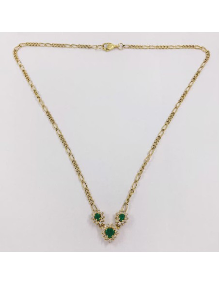 Gargantilla en oro 18kt con esmeraldas y brillantes