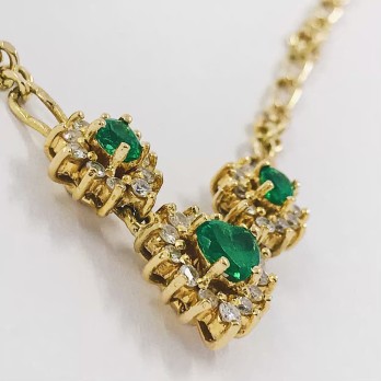 Gargantilla en oro 18kt con esmeraldas y brillantes 2