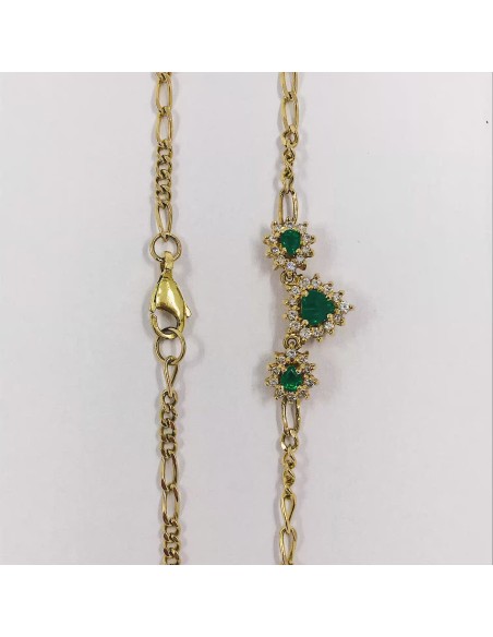 Gargantilla en oro 18kt con esmeraldas y brillantes