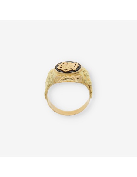 Anillo sello en oro 18kt con onix
