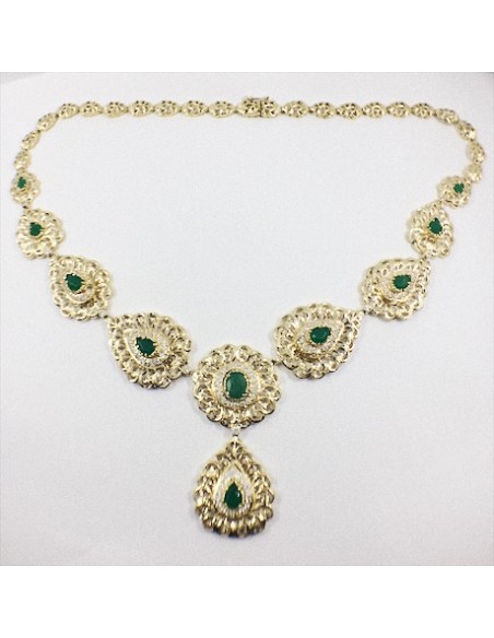 Collar de oro con brillantes y esmeraldas