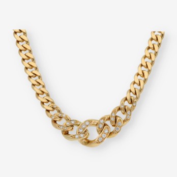 Gargantilla barbada 41.5cm en oro 18kt con brillantes