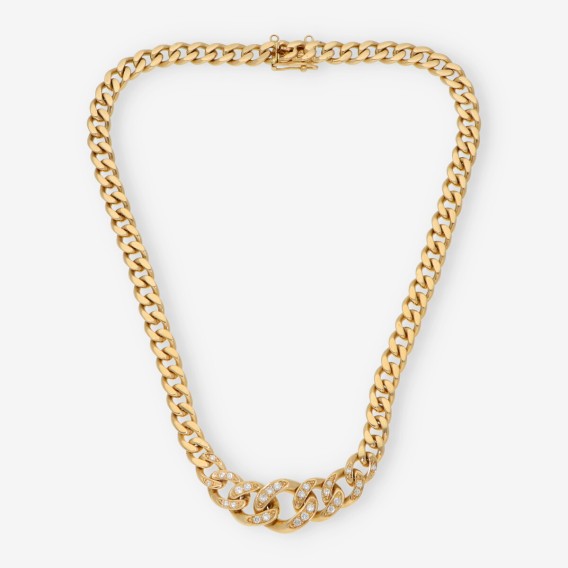 Gargantilla barbada 41.5cm en oro 18kt con brillantes
