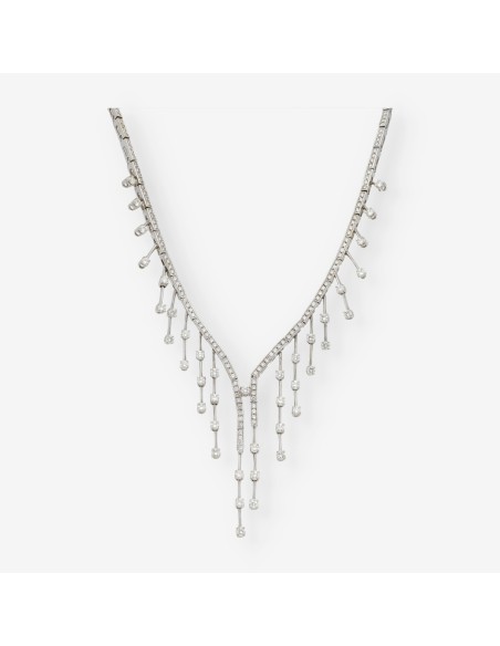 Collar en oro blanco y amarillo con cascada de brillantes