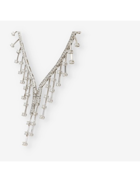 Collar en oro blanco y amarillo con cascada de brillantes