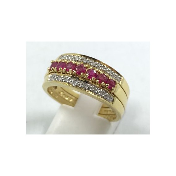 Anillo de oro y brillantes con centro intercambiable de rubÃ­es, esmeraldas o zafiros