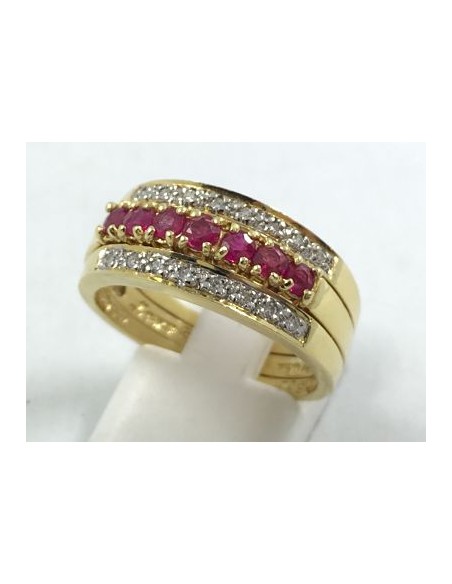 Anillo de oro y brillantes con centro intercambiable de rubÃ­es, esmeraldas o zafiros