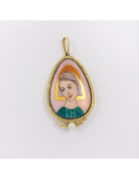 Colgante medalla en oro y esmalte