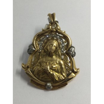 Colgante medalla en oro y brillantes