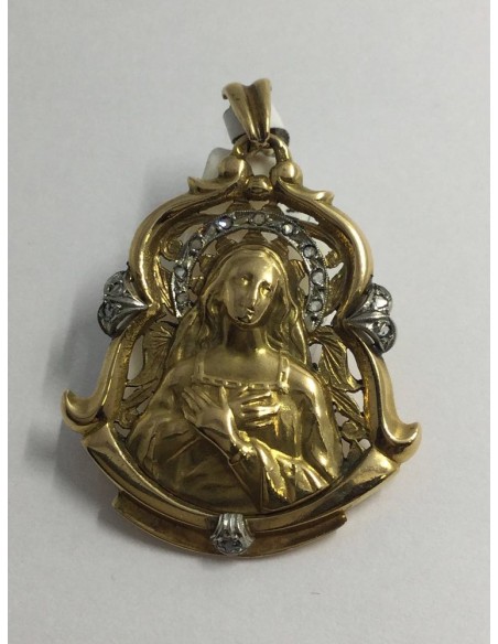 Colgante medalla en oro y brillantes