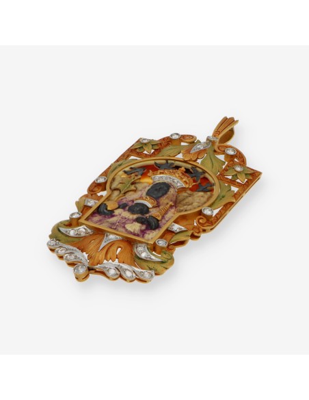 Colgante vintage en oro 18kt y brillantes