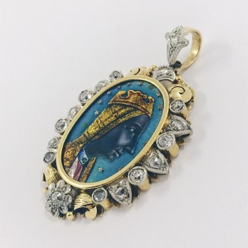 Colgante vintage en oro 18kt y brillantes 2