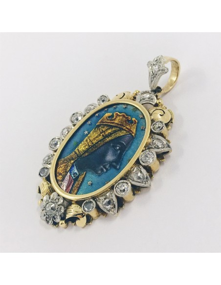 Colgante vintage en oro 18kt y brillantes