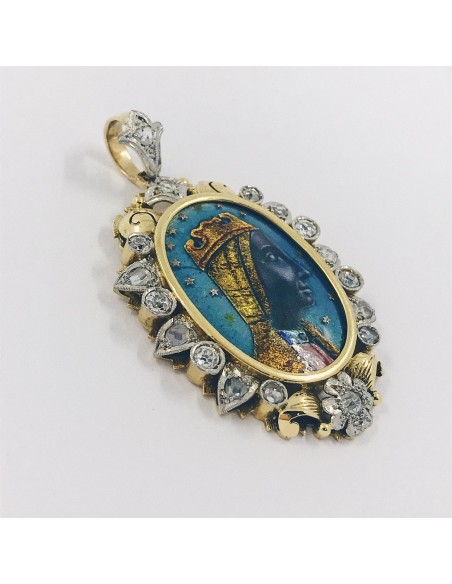 Colgante vintage en oro 18kt y brillantes