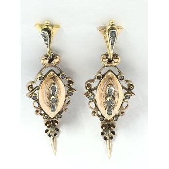 Pendientes antiguos en oro y diamantes