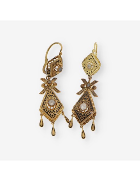 Pendientes vintage en oro 18kt con diamantes