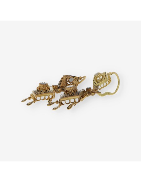 Pendientes vintage en oro 18kt con diamantes