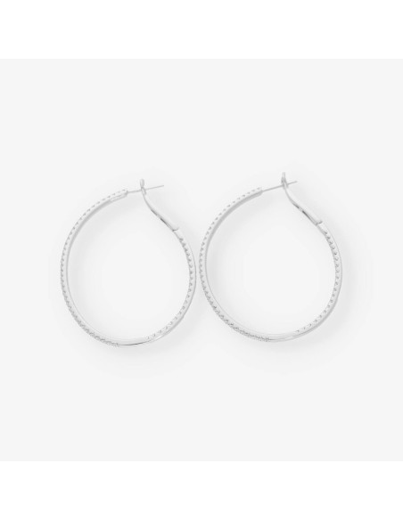 Pendientes aro en oro blanco 18kt con brillantes