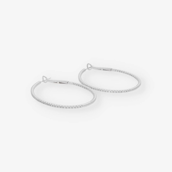 Pendientes aro en oro blanco 18kt con brillantes