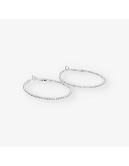 Pendientes aro en oro blanco 18kt con brillantes
