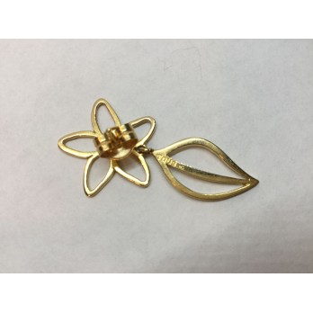 Pendientes Tous de oro en forma de flor y hoja 2
