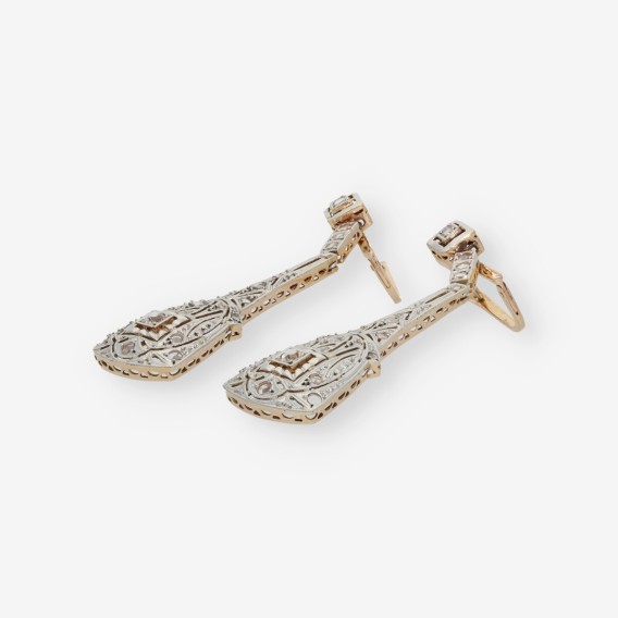 Pendientes vintage aÃ±os 20 en oro 18kt con diamantes