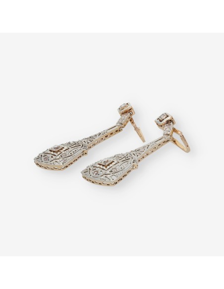 Pendientes vintage aÃ±os 20 en oro 18kt con diamantes