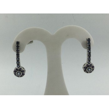 Pendientes en oro blanco con piedras de color