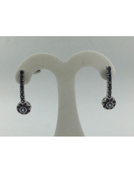 Pendientes en oro blanco con piedras de color