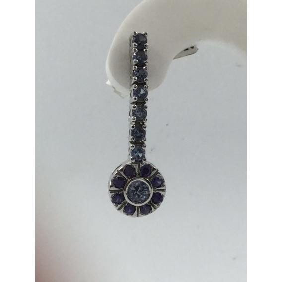 Pendientes en oro blanco con piedras de color