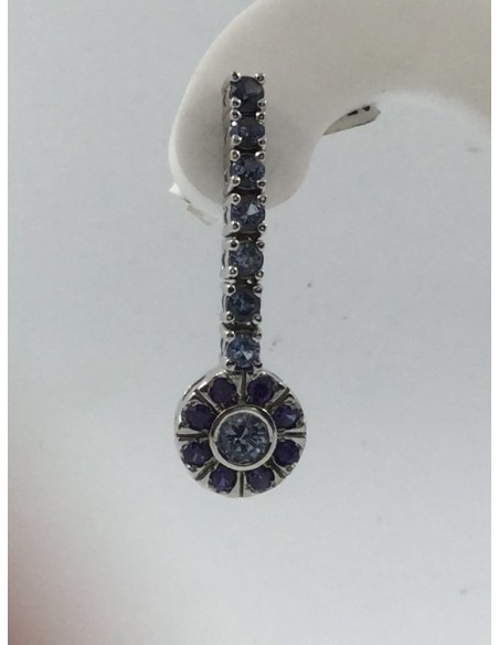 Pendientes en oro blanco con piedras de color