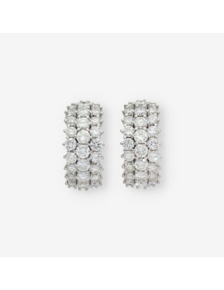 Pendientes de medio aro en oro blanco 18kt y Brillantes