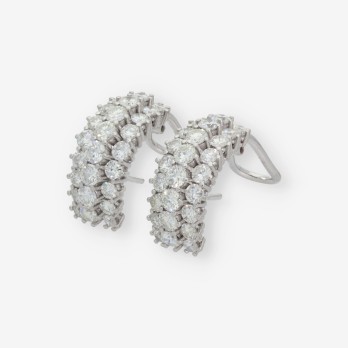 Pendientes de medio aro en oro blanco 18kt y Brillantes 2