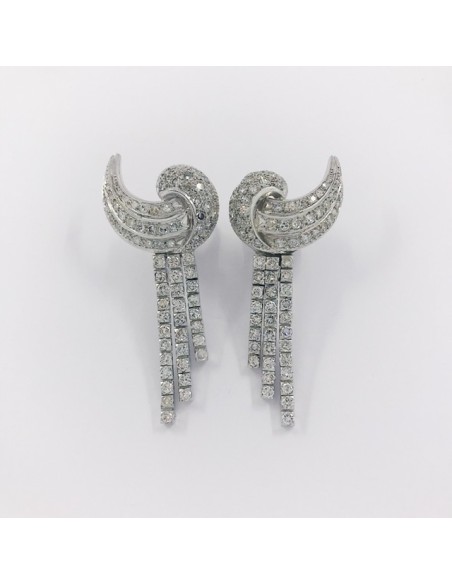 Pendientes de oro blanco con cascada de brillantes