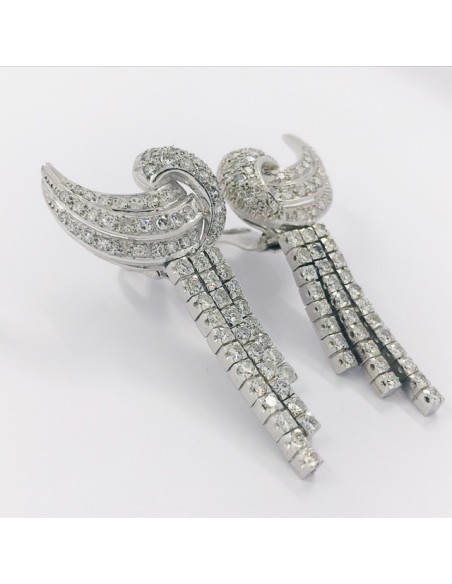 Pendientes de oro blanco con cascada de brillantes