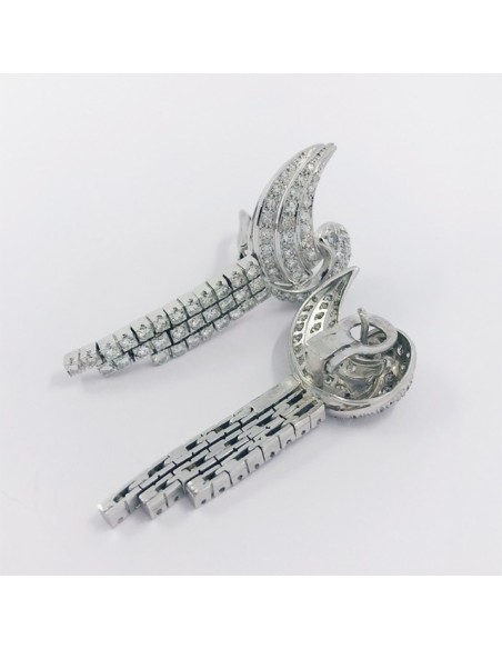 Pendientes de oro blanco con cascada de brillantes