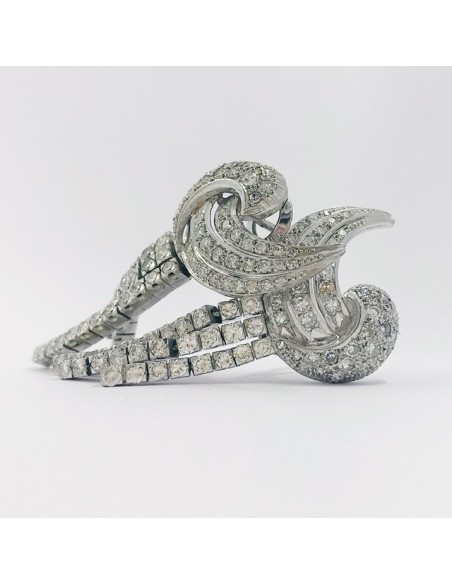 Pendientes de oro blanco con cascada de brillantes