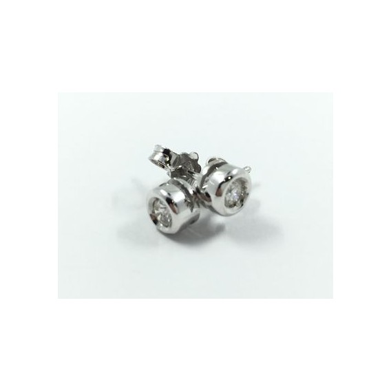 Pendientes dormilonas en oro blanco y brillantes