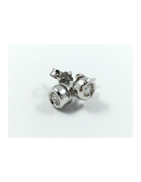 Pendientes dormilonas en oro blanco y brillantes