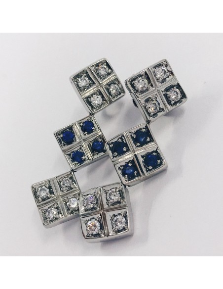 Pendientes en oro blanco 18kt con zafiros y brillantes
