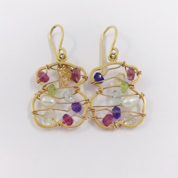 Pendientes Tous en oro 18kt con perlas y piedras 2